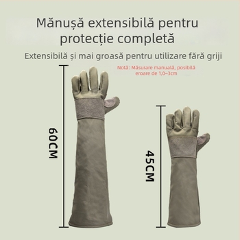 Mănuși din piele de vită, strat superior, extinse, pentru manipularea câinilor – protecție anti-mușcătură și anti-zgârieturi, protecție la muncă