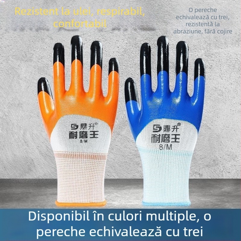 Mănuși de lucru din nitril, protecție anti-chimică, construcție întărită, antiderapante, impermeabile (nitril, protecție anti-chimică, construcție întărită, antiderapante, impermeabile)