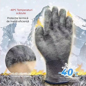Mănuși de iarnă pentru muncă, cu fleece casmir, impermeabile și rezistente la frig până la -38°C, acoperire din cauciuc pentru siguranță; ideale pentru construcții, logistică și reparații auto