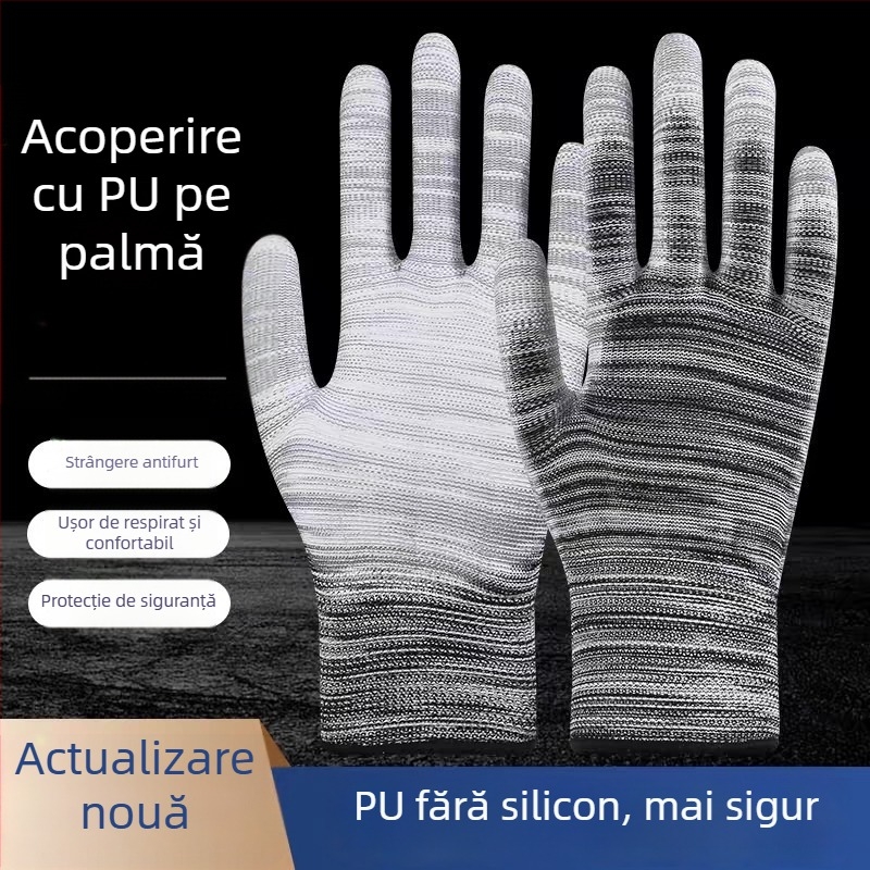 Mănuși feminine Longlida, cu acoperire PU a palmei, antistatice, respirabile, rezistente la uzură, din nailon
