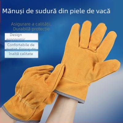 Mănuși de sudură din piele de vițel, izolație pentru temperaturi înalte, protecția mâinilor, greutate 60