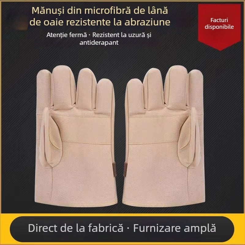 Mănuși de protecție din piele de oaie pentru lucrări sub tensiune – protecție la perforare și tăiere, rezistente la uzură și izolație (Material: piele de oaie; Funcție: izolație electrică; Domeniu de utilizare: construcții electrice; Greutate: 200)