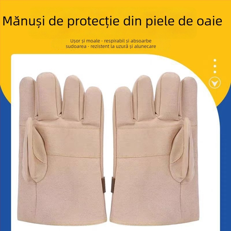 Mănuși de protecție din piele de oaie pentru lucrări sub tensiune – protecție la perforare și tăiere, rezistente la uzură și izolație (Material: piele de oaie; Funcție: izolație electrică; Domeniu de utilizare: construcții electrice; Greutate: 200)