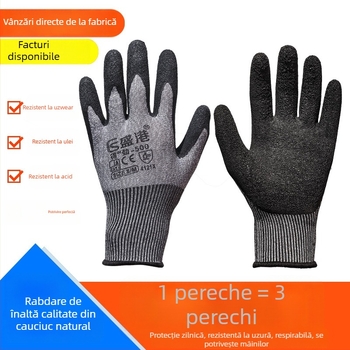 Shenggang Mănuși de protecție pentru muncă – acoperire cu cauciuc, rezistente la uzură și la ulei, antiderapante, întărite cu fir de bumbac îngroșat, pentru construcții