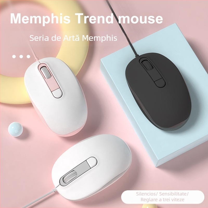 Mouse optic cablat silențios USB, 2 butoane