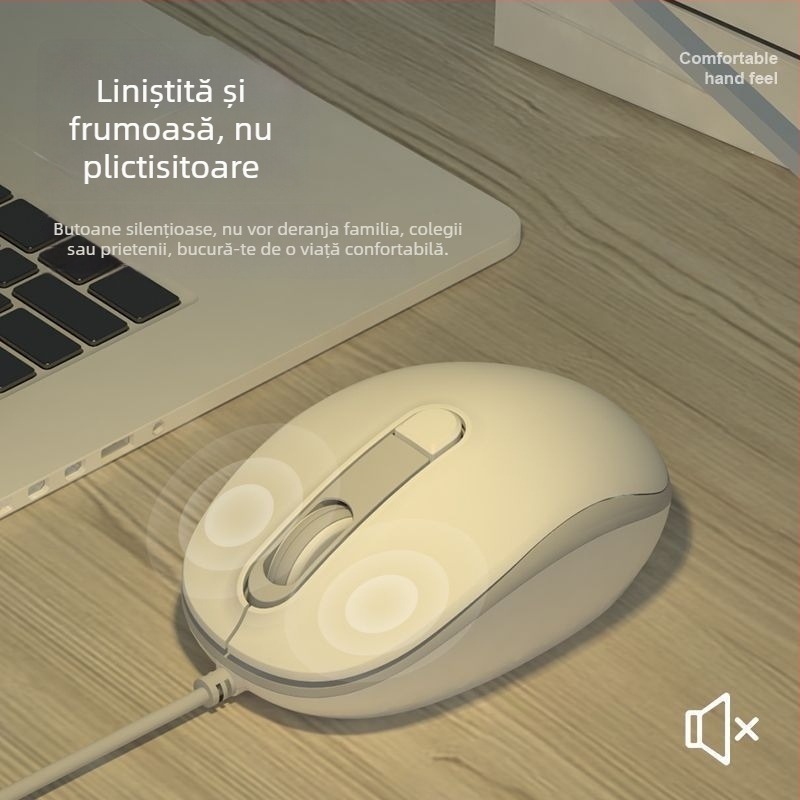 Mouse optic cablat silențios USB, 2 butoane
