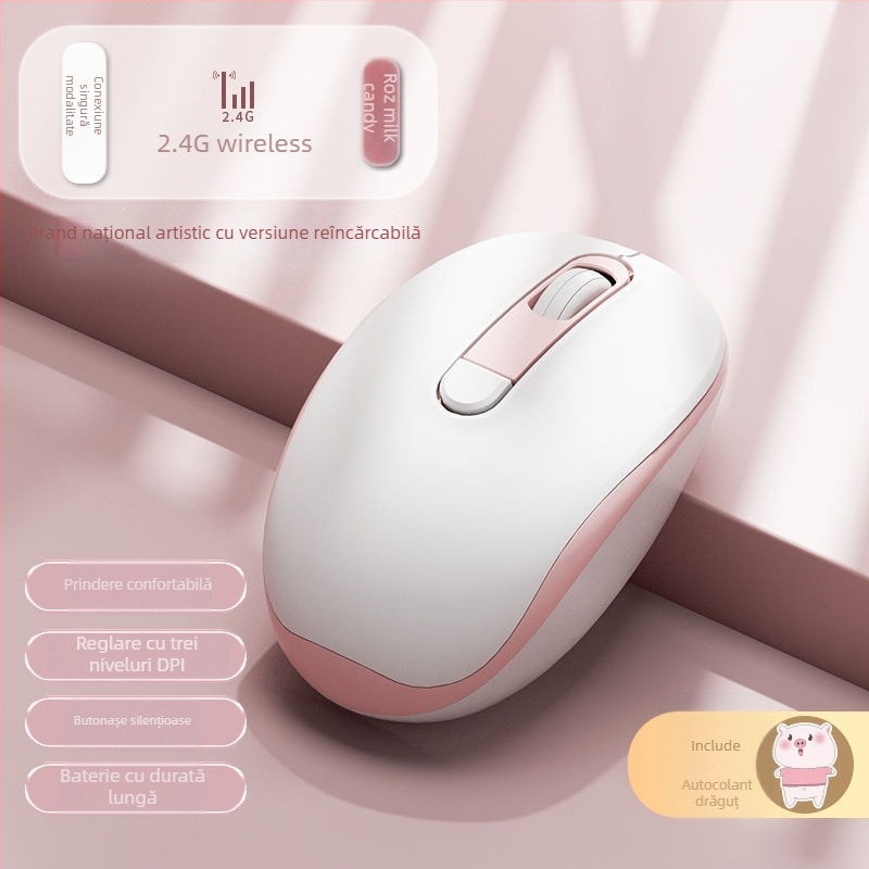 Mouse optic cablat silențios USB, 2 butoane