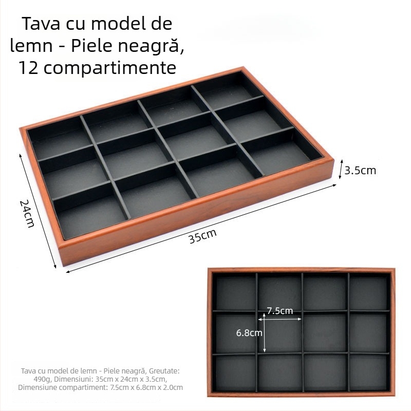 Suport pentru bijuterii din lemn cu grilaj, tavă de afișare pentru cercei, inele, coliere și brățări