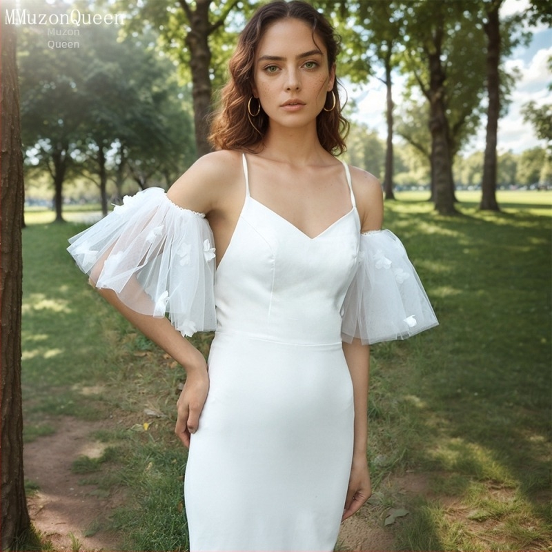 Manzhen Mănuși de mireasă din plasă cu motive florale, lungi și elegante MM28