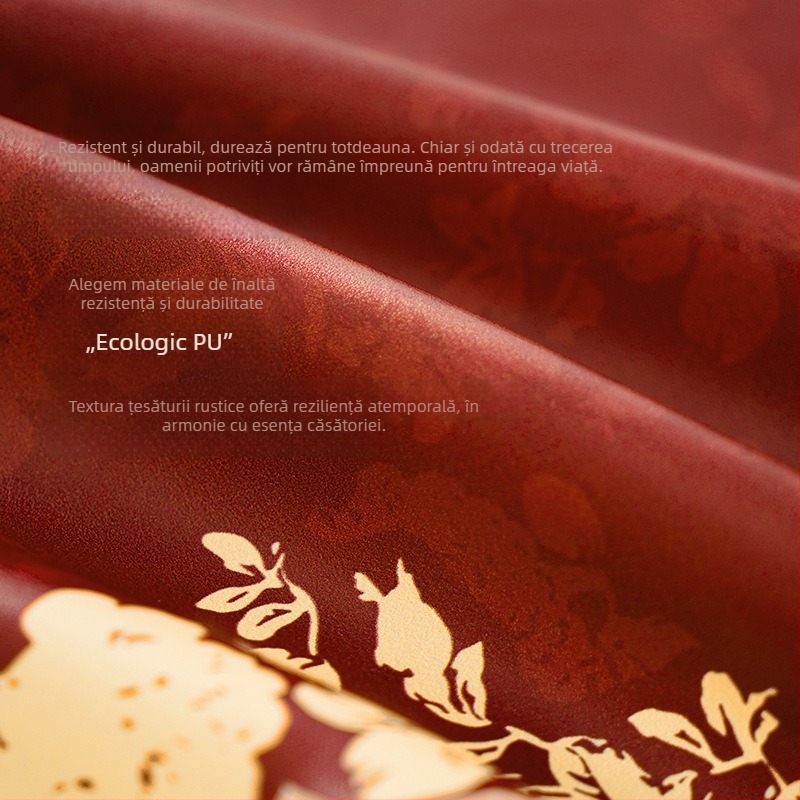 Runner de Masă în stil Chinezesc, cu motiv Fericire dublă, material PU, bandă lungă, impermeabil și rezistent la ulei, design festiv