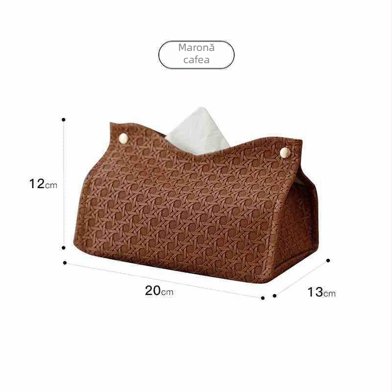 Cutie pentru șervețele din piele, impermeabilă și multifuncțională, model: husă pentru șervețele, stil modern minimalist, potrivită pentru mașină, sufragerie și baie