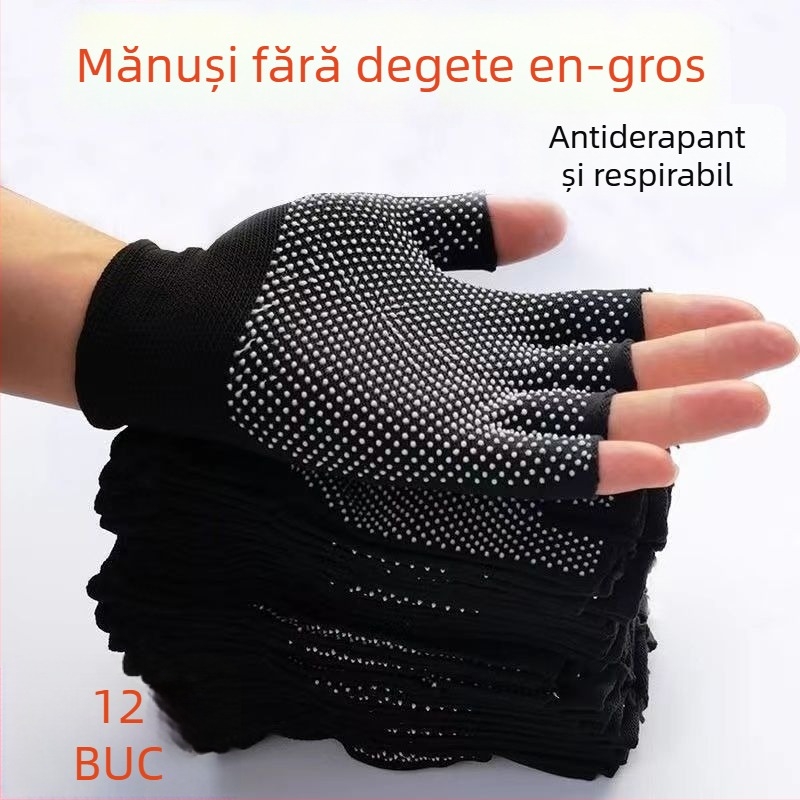 Mănuși unisex cu deget jumătate, nylon, respirante, anti-derapante, protecție solară, rezistente, pentru pescuit, fitness, ciclism, drumeții și muncă