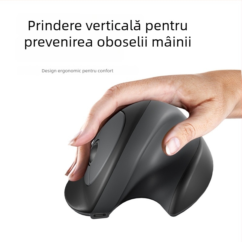 Mouse vertical ergonomic, cu 4 butoane, conectivitate Bluetooth, încărcare Type-C, plug-and-play suport