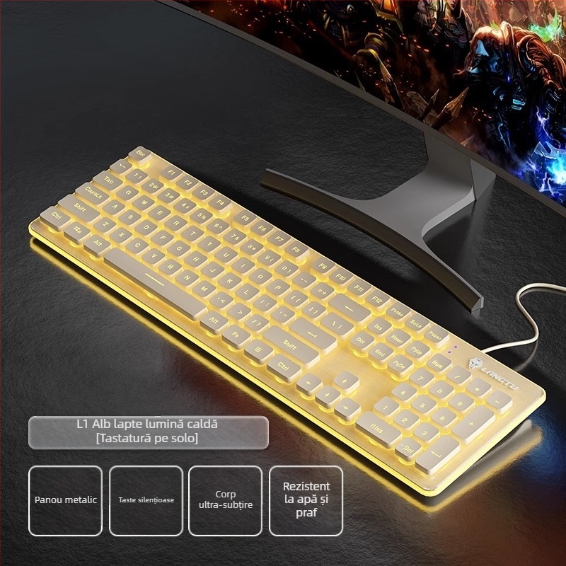 Tastatură cu fir L1, senzație mecanică, 104 taste, iluminare monocromă, model L1