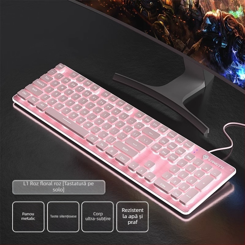 Tastatură cu fir L1, senzație mecanică, 104 taste, iluminare monocromă, model L1