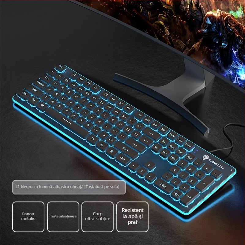 Tastatură cu fir L1, senzație mecanică, 104 taste, iluminare monocromă, model L1