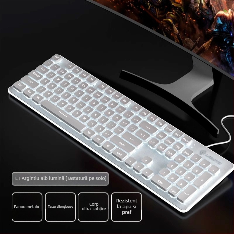 Tastatură cu fir L1, senzație mecanică, 104 taste, iluminare monocromă, model L1