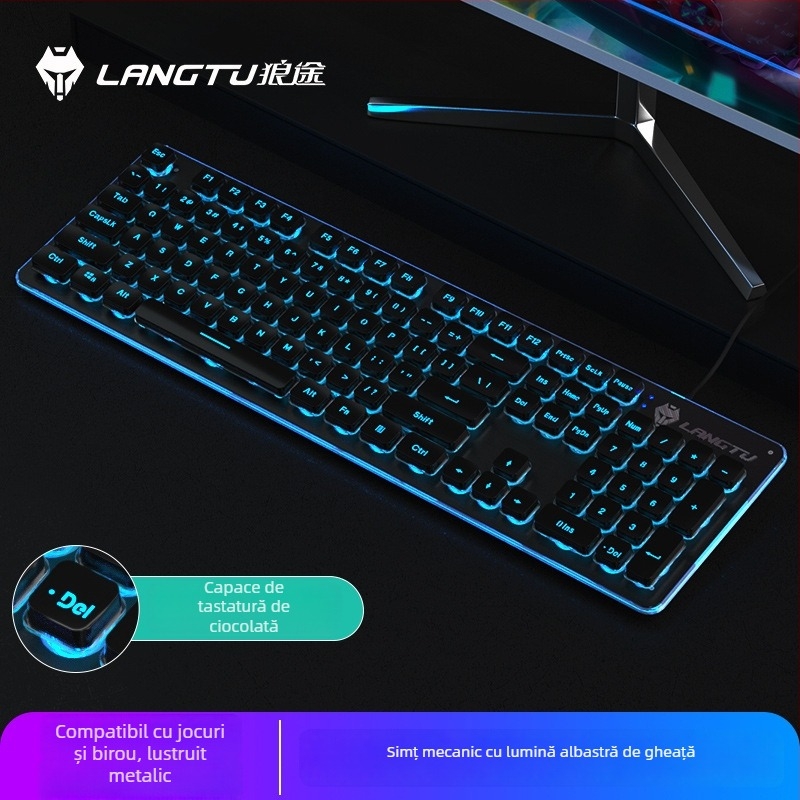 Tastatură cu fir L1, senzație mecanică, 104 taste, iluminare monocromă, model L1