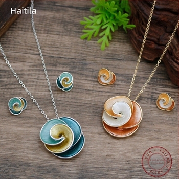 Design original: set cercei și colier cu trandafir neregulat — aliaj, finisaj cu vopsea pe bază de ulei, lanț obișnuit