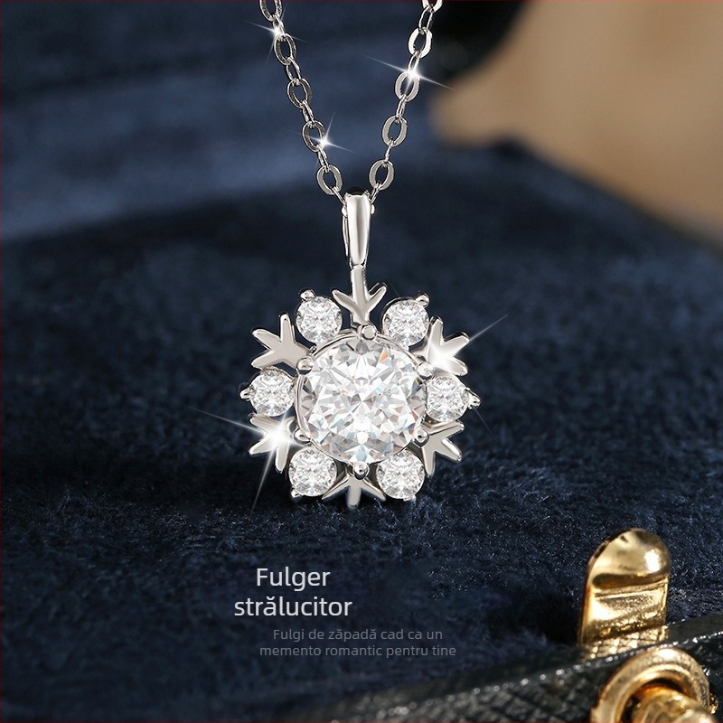 Colier Spirit phoenix pentru femei, stil Cold wind, model fulg de zăpadă, lanț cu cruce, pandantiv din argint 925