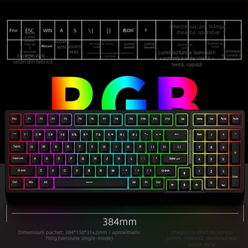 Kit tastatură mecanică Black Snake YG98, iluminare RGB, cablat, peste 98 taste, switch-uri mecanice