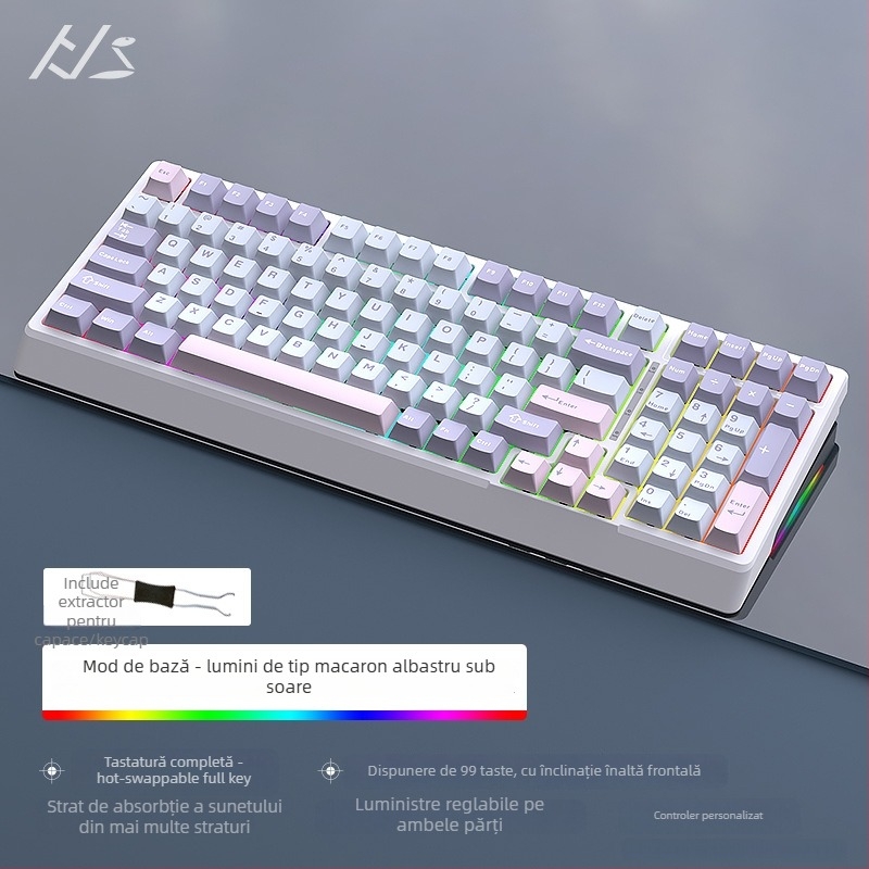 Kit tastatură mecanică Black Snake YG98, iluminare RGB, cablat, peste 98 taste, switch-uri mecanice