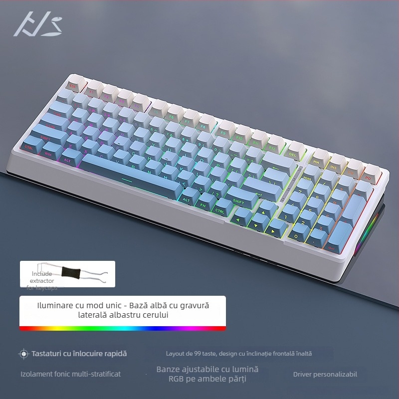 Kit tastatură mecanică Black Snake YG98, iluminare RGB, cablat, peste 98 taste, switch-uri mecanice