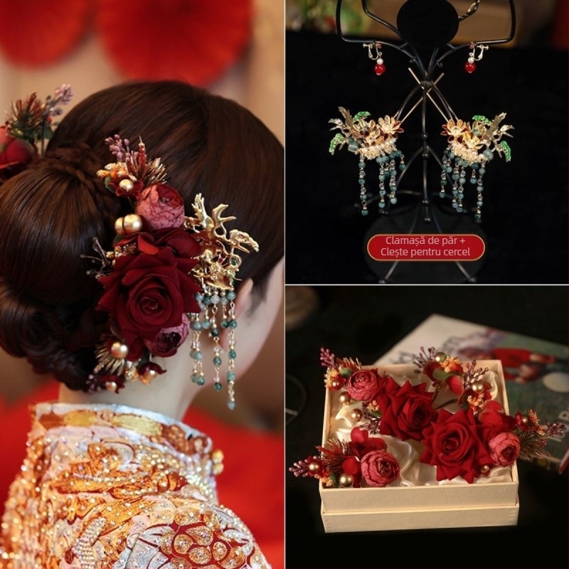 Accesorii pentru păr - Vintage din material textil cu model floral, pentru copii, primăvara 2025
