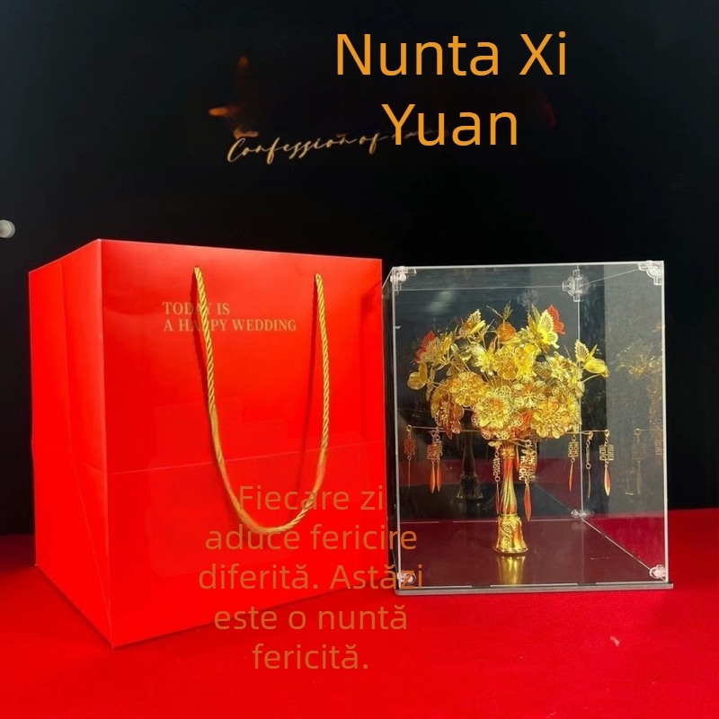 Cutie cadou din acrilic pentru buchetul de nuntă al miresei și geanta de nuntă — Stil etnic, Tehnologie de țesut, Cristal cuarț roz, Origine Zhejiang