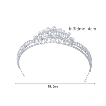Diademă de mireasă din aliaj, placare electroplating, accente din cristal, accesorii pentru cap pentru nunți și baluri