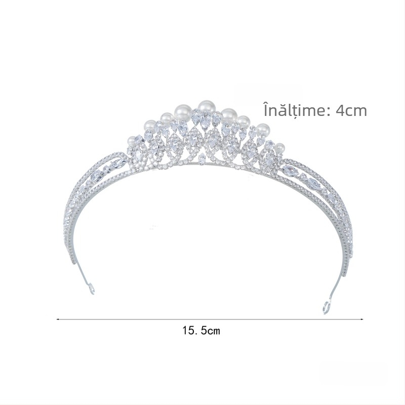 Diademă de mireasă din aliaj, placare electroplating, accente din cristal, accesorii pentru cap pentru nunți și baluri