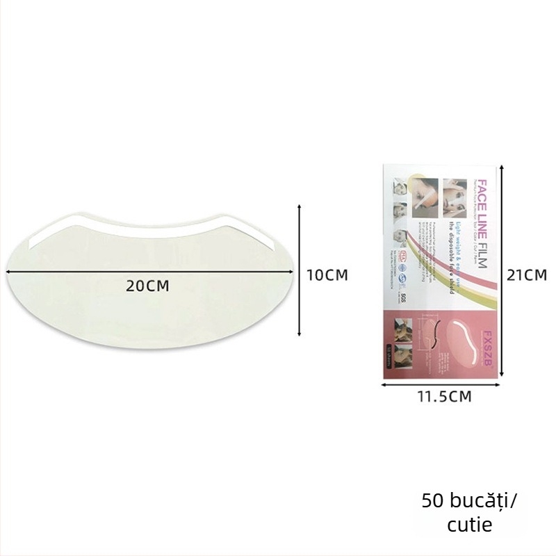 Bandă autocolantă pentru franjuri în formă de M, de unică folosință, transparente, design curbat, dimensiune 11,5×21 cm
