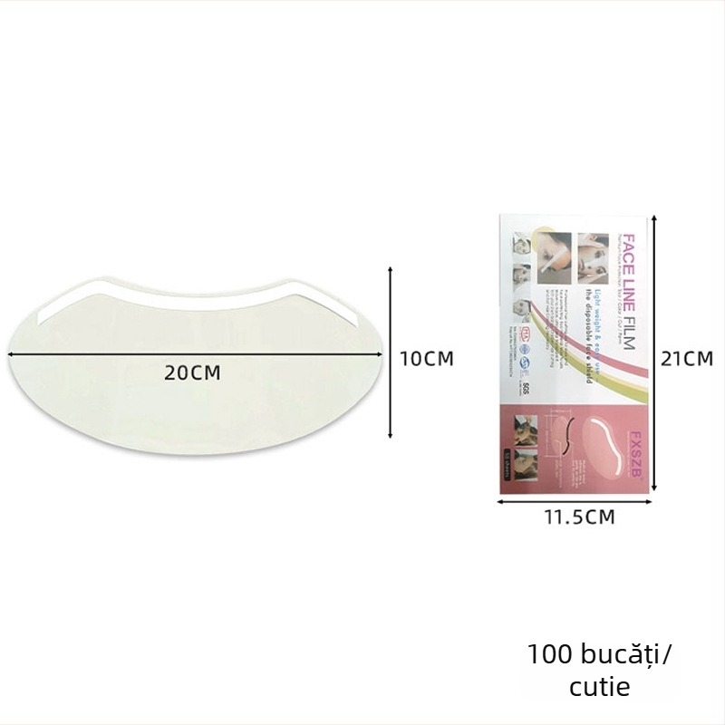 Bandă autocolantă pentru franjuri în formă de M, de unică folosință, transparente, design curbat, dimensiune 11,5×21 cm