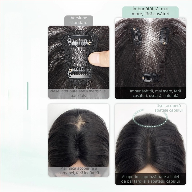 Perucă cu breton, păr uman real, țesută manual, model 811, breton drept sau înclinat, poate fi vopsită și tratată cu permanent