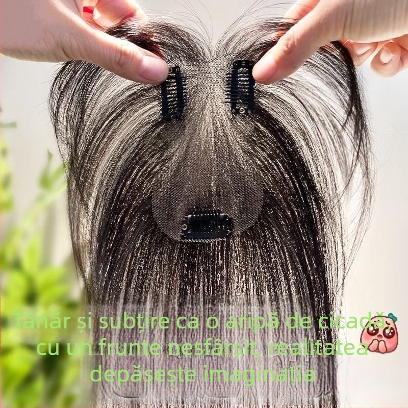 Perucă cu breton, păr uman real, țesută manual, model 811, breton drept sau înclinat, poate fi vopsită și tratată cu permanent