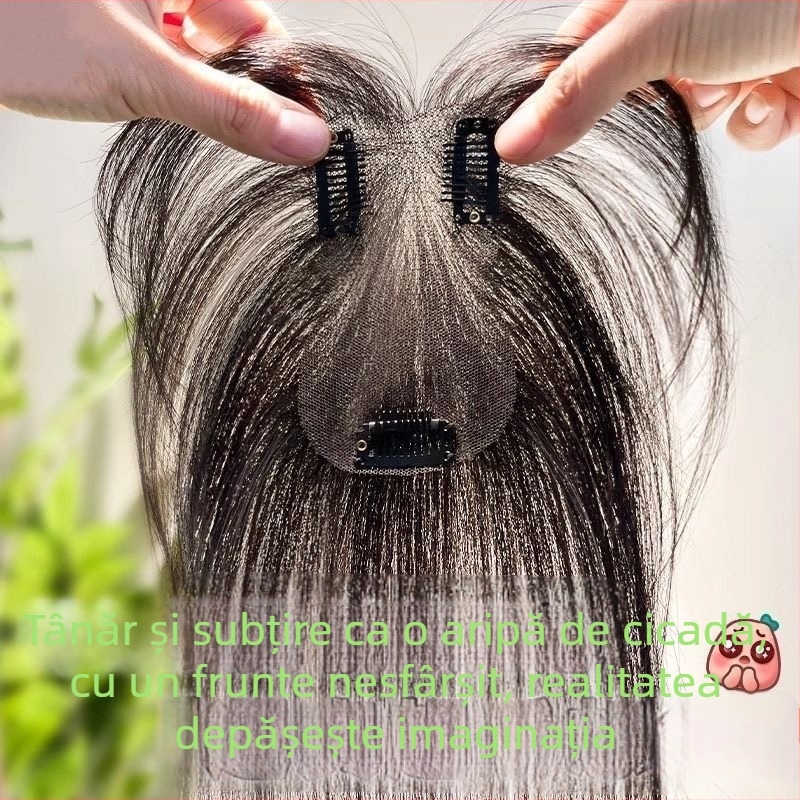 Perucă cu breton, păr uman real, țesută manual, model 811, breton drept sau înclinat, poate fi vopsită și tratată cu permanent