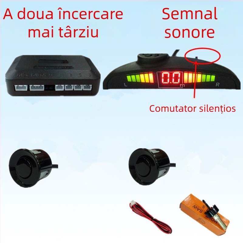 Radar de mers înapoi cu 4/6/8 sonde, sonerie cu voce reală, ecran în formă de semilună, imagine radar față-spate, model CQ-1401
