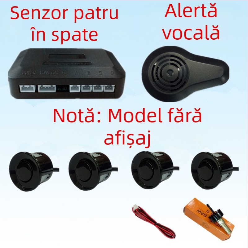 Radar de mers înapoi cu 4/6/8 sonde, sonerie cu voce reală, ecran în formă de semilună, imagine radar față-spate, model CQ-1401