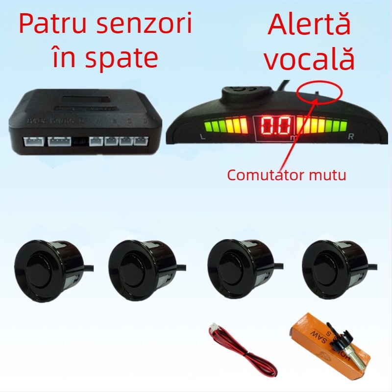 Radar de mers înapoi cu 4/6/8 sonde, sonerie cu voce reală, ecran în formă de semilună, imagine radar față-spate, model CQ-1401