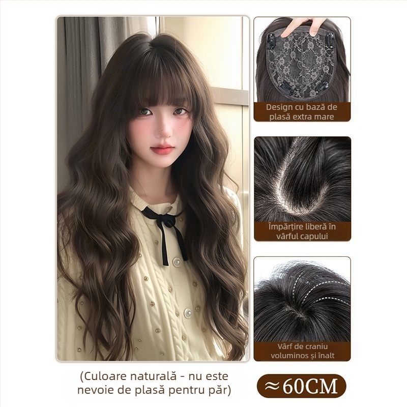 Extensii de păr pentru femei - volum, cu o coroană pufoasă și păr buclat în valuri de apă (Material păr: mătase proteică; Tehnologie de procesare: mecanism; Nu se vopsește și nu se perm; Tip păr: volum)