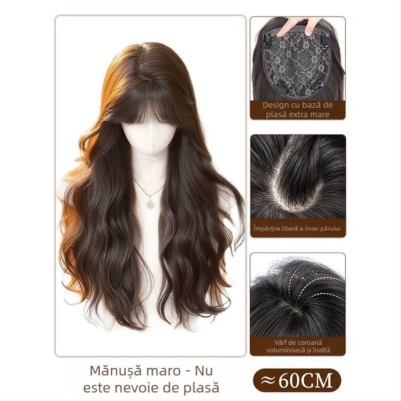 Extensii de păr pentru femei - volum, cu o coroană pufoasă și păr buclat în valuri de apă (Material păr: mătase proteică; Tehnologie de procesare: mecanism; Nu se vopsește și nu se perm; Tip păr: volum)