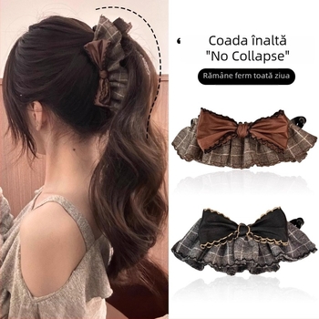 Clip de păr banană, material textil, lucrat manual, stil feminin coreean, tip clip: banană, fără inserții