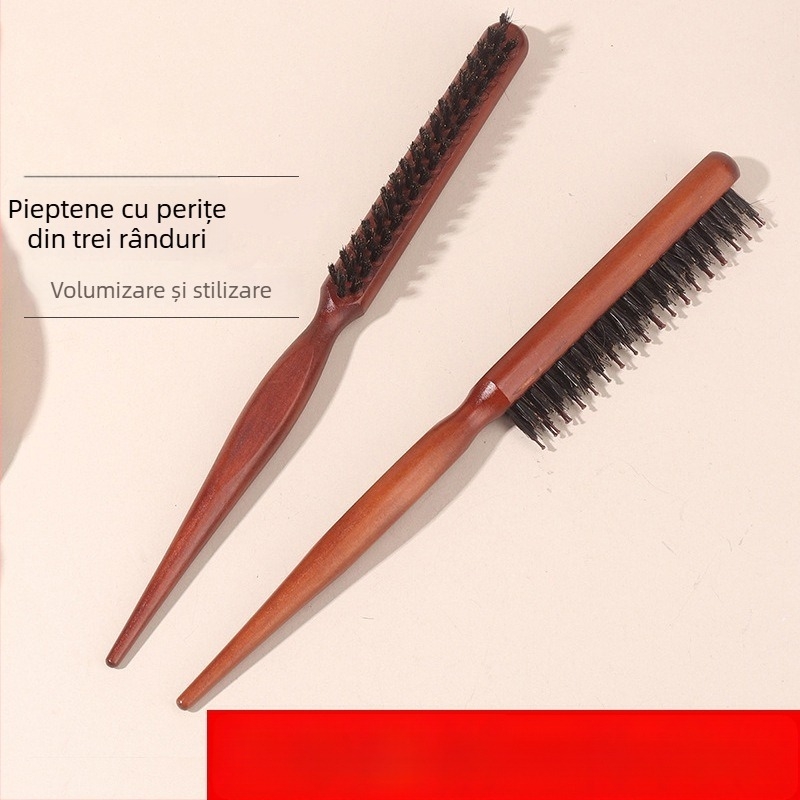 Pieptene pentru păr Ruiliang, din plastic, cu trei rânduri, origine Zhejiang, pentru uz zilnic