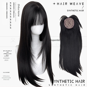 Piesă de perucă cu păr lung drept, fibre rezistente la temperatură, model PJ005