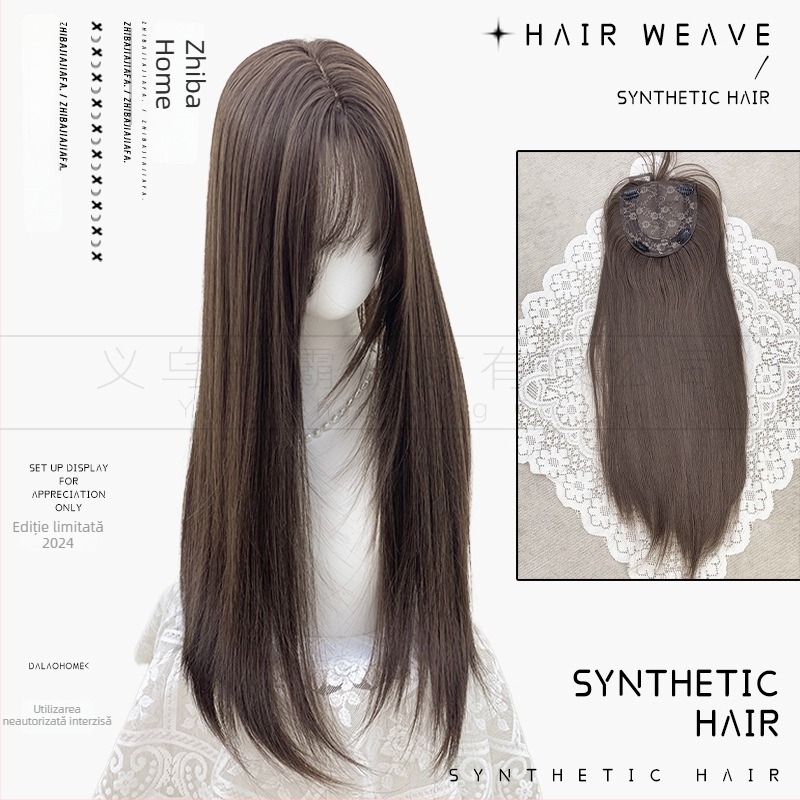 Piesă de perucă cu păr lung drept, fibre rezistente la temperatură, model PJ005