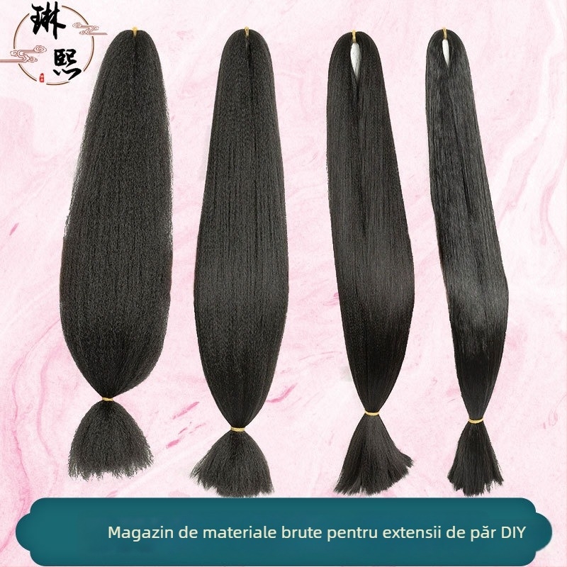 Material perucă cosplay - Handmade, Păr lung, Mătase autohtonă, Stil antic, DIY stilizare Hanfu