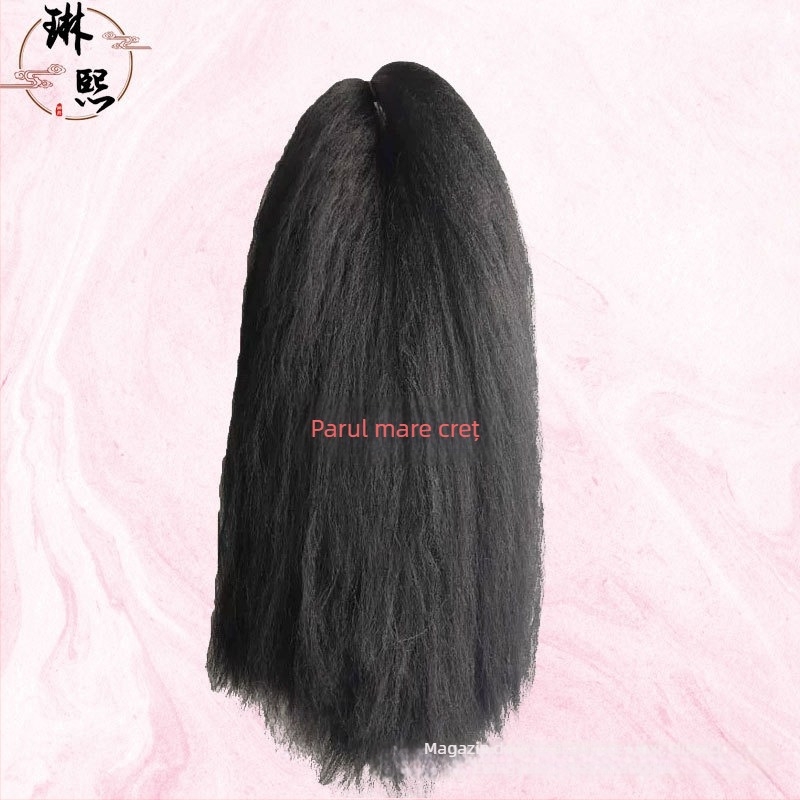 Material perucă cosplay - Handmade, Păr lung, Mătase autohtonă, Stil antic, DIY stilizare Hanfu