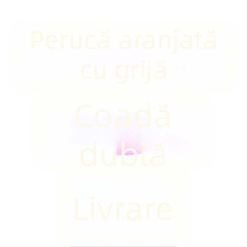 Perucă lungă, dreaptă, pentru femei, culoare negru-maroniu, cu breton ușor aerisit și șuvițe laterale; potrivită pentru realizarea unei cozi duble