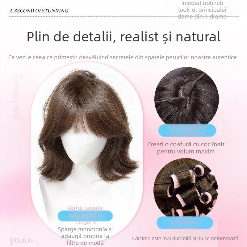 Kenny wig – Perucă pentru femei, stil coreean, franjă Qi, fibre cu temperatură înaltă, acoperire completă