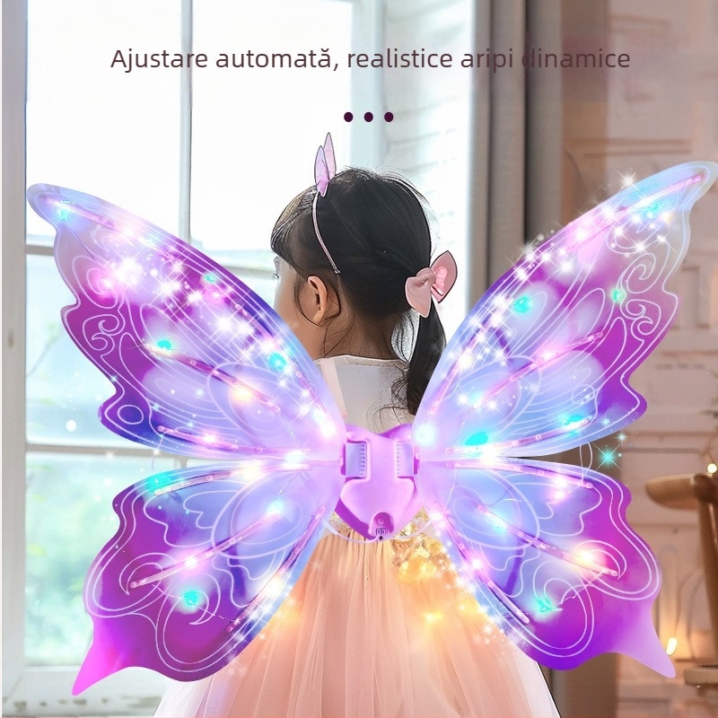 Aripi luminoase pentru copii: aripi de fluture și aripi de înger-elf, accesoriu pentru spate (Vară 2024)